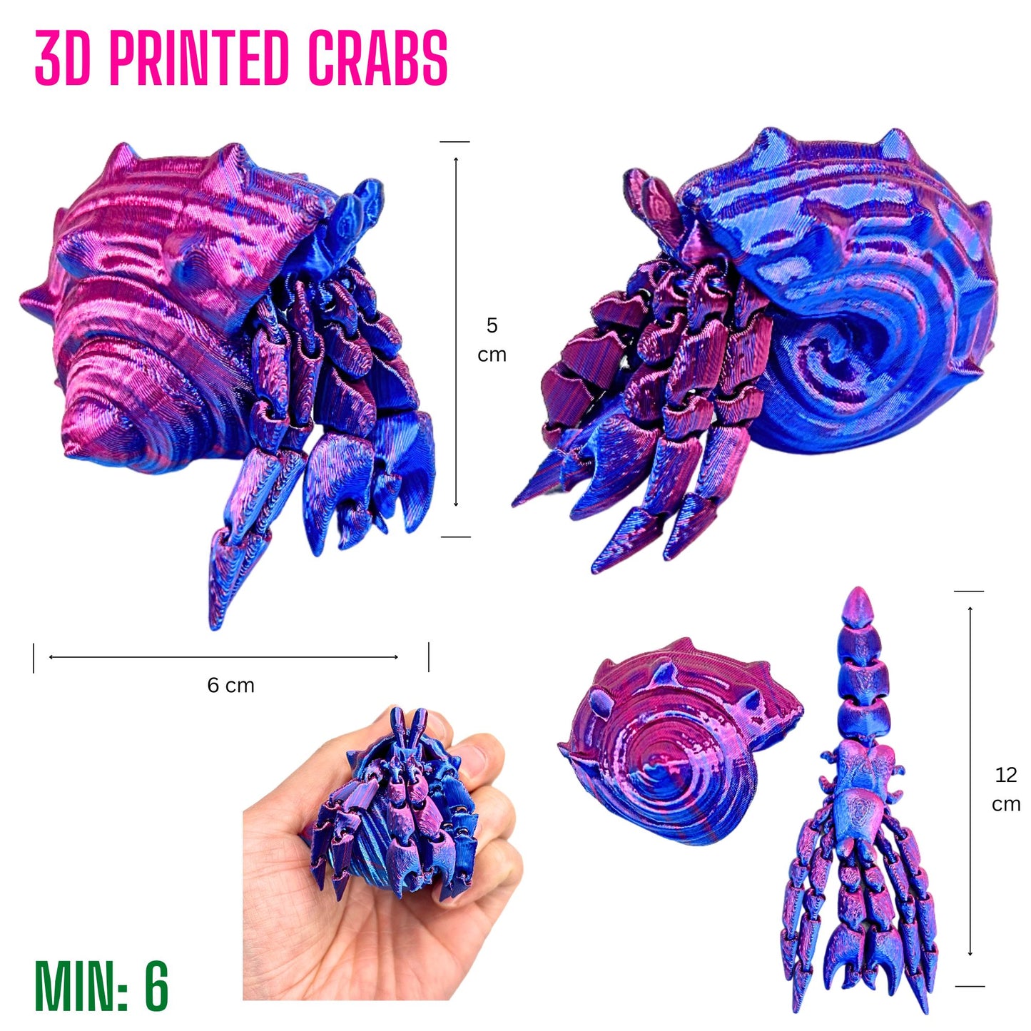 3D Printed Hermit Crab - Purple