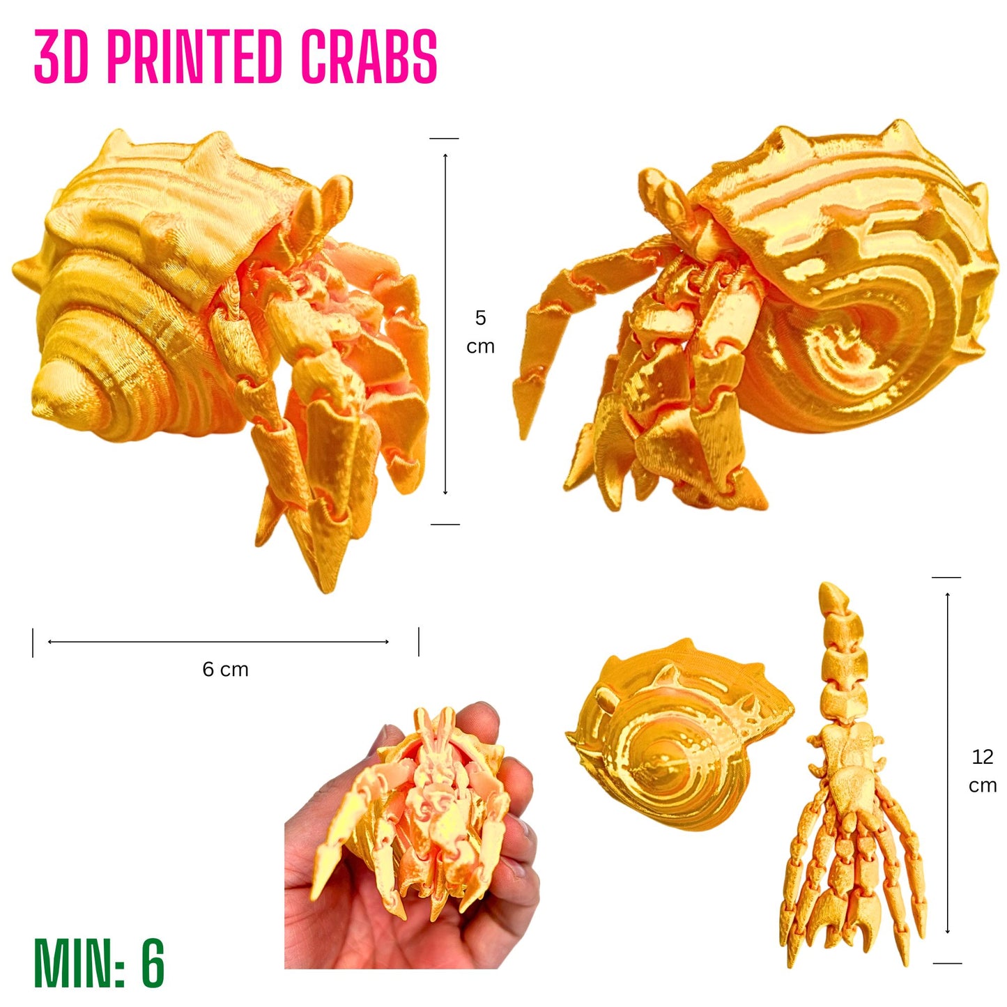 3D Printed Hermit Crab - Yellow