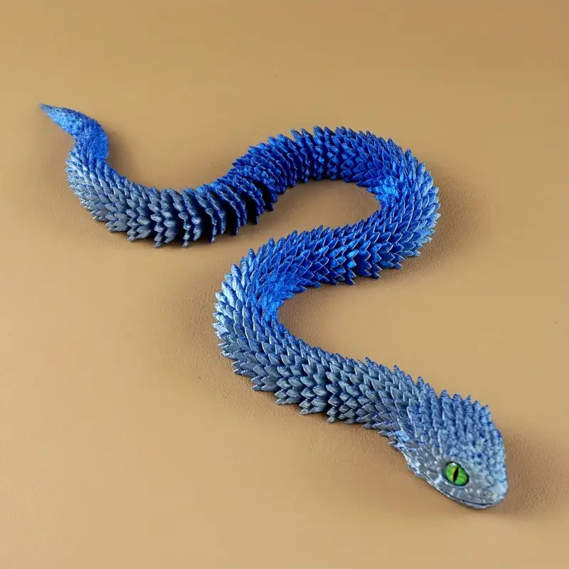 3D Printed Snake - Small Blue Silver Gradient