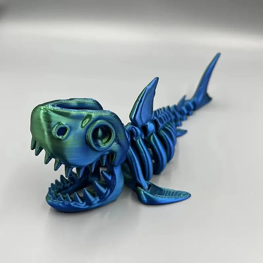 3D Printed Shark Skeleton - Laser Blue Green